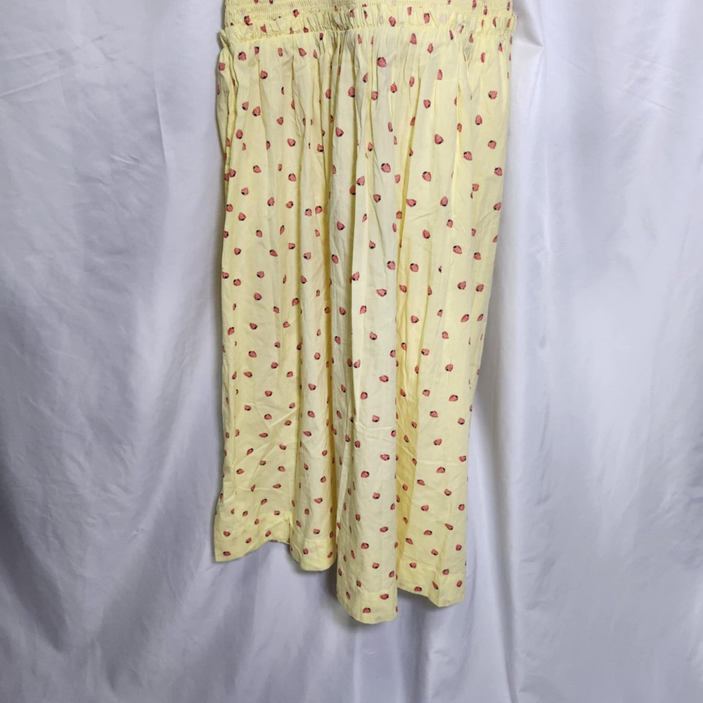 Free People Lavender Daze Midi Dress Sz S Yellow Strawberry Drop- Waist Smocked - Picture 5 of 13